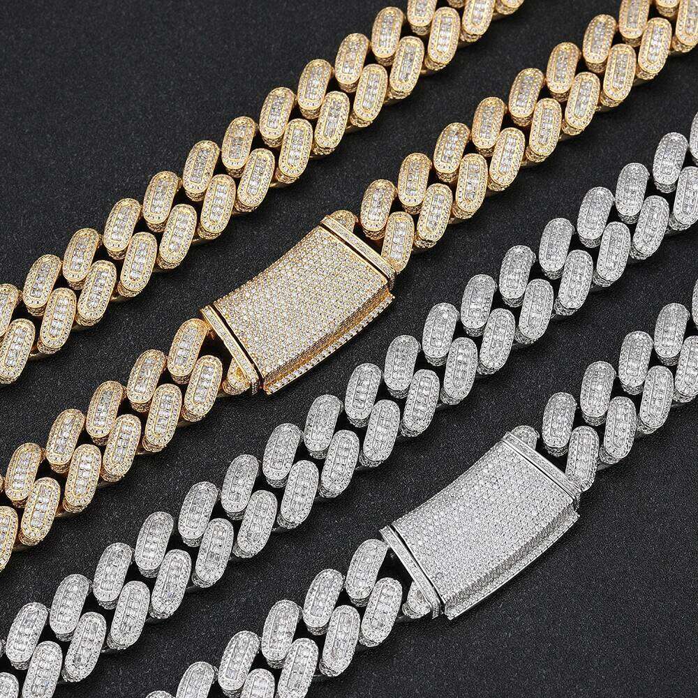jewelry 18mm Mixed Inlay Diamond Necklace Hip Hop Rose Gold Plated Big Heavy Iced Out Cuban Chain For Men Rapper Jewelry