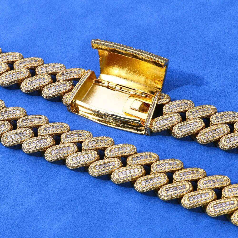 jewelry 18mm Mixed Inlay Diamond Necklace Hip Hop Rose Gold Plated Big Heavy Iced Out Cuban Chain For Men Rapper Jewelry