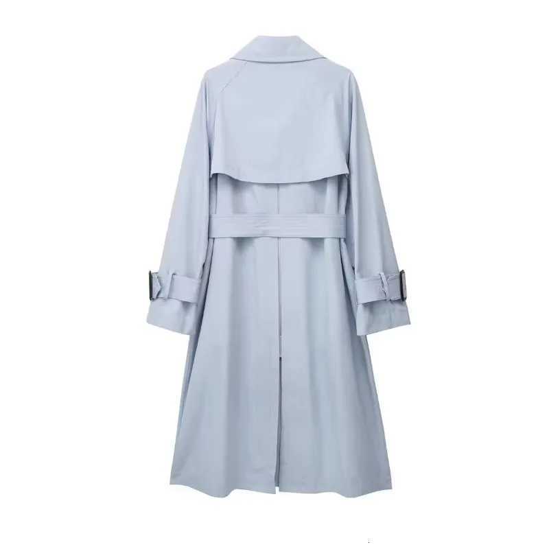 Autumn Fashion Womens Casual Solid Color Lapel Windbreaker With Pockets Belt Leisure Female Vintage Chic Loose CoatT251226