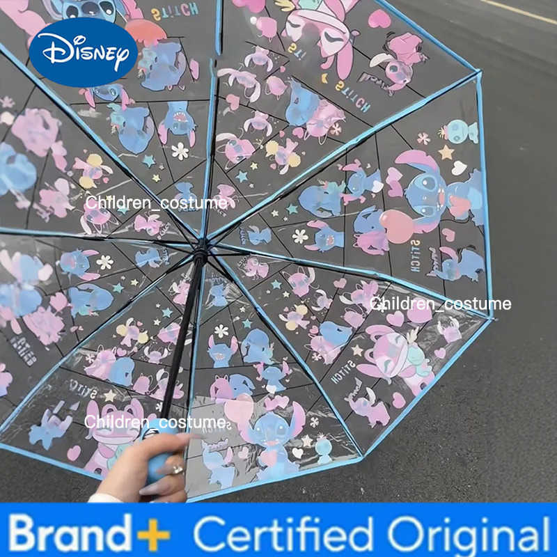 Disney Kawaii Stitch Folding Umbrella Anime Figure Cartoon Waterproof Umbrella Fashion Portable Transparent Umbrella Gift for Boy Girl H251226