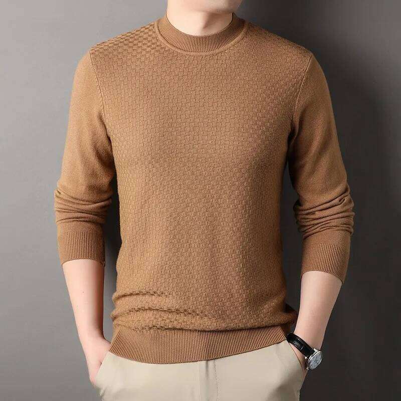 2026 New Spring And Autumn Solid Color Half Turtleneck Slim Fit Pullover For Men Youth Base Sweater Men's Clothing