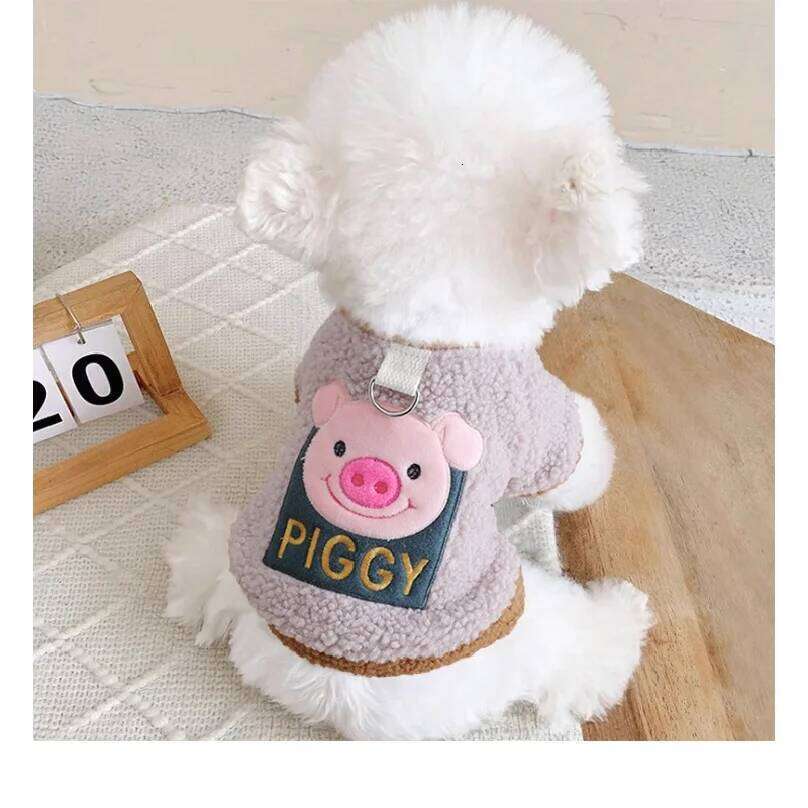 Round Neck Hoodie Plush Warm Cozy Small Two-Legged Winter Clothes Costumes Pet Walking Outfit Dog Decor 25T1226