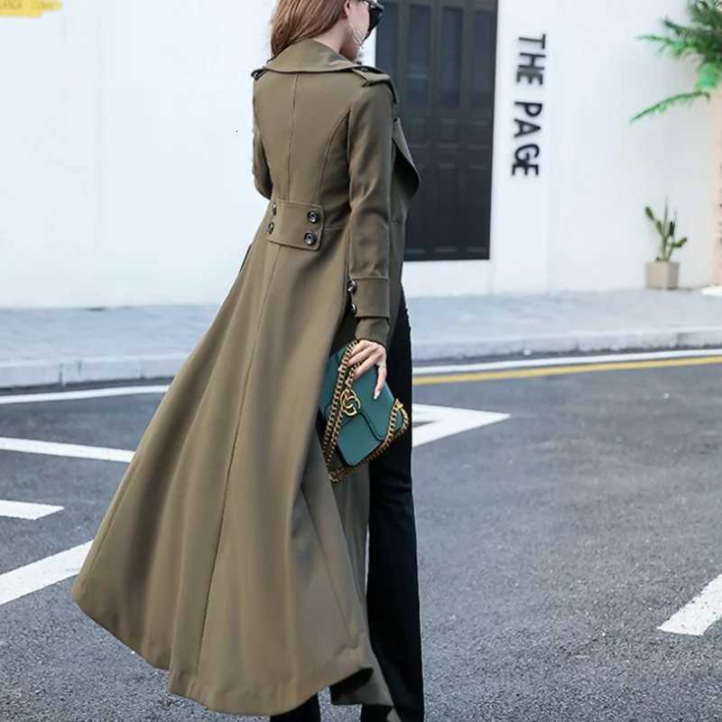 Formal Casual Windbreakers Coat Womens Overcoat 2025 Spring Autumn New Fashion Slim Long High-End Trench Coat Outwear CasacoT251226
