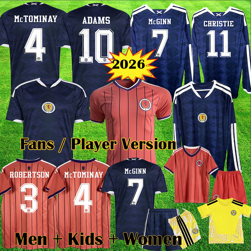 Scotland Soccer Jersey 2026 World Cup GALLACHER MCTOMINAY TIERNEY MCGINN HICKEY Jerseys Home Away Men Women Kids Personalized Version Long Sleeve Football Shirt