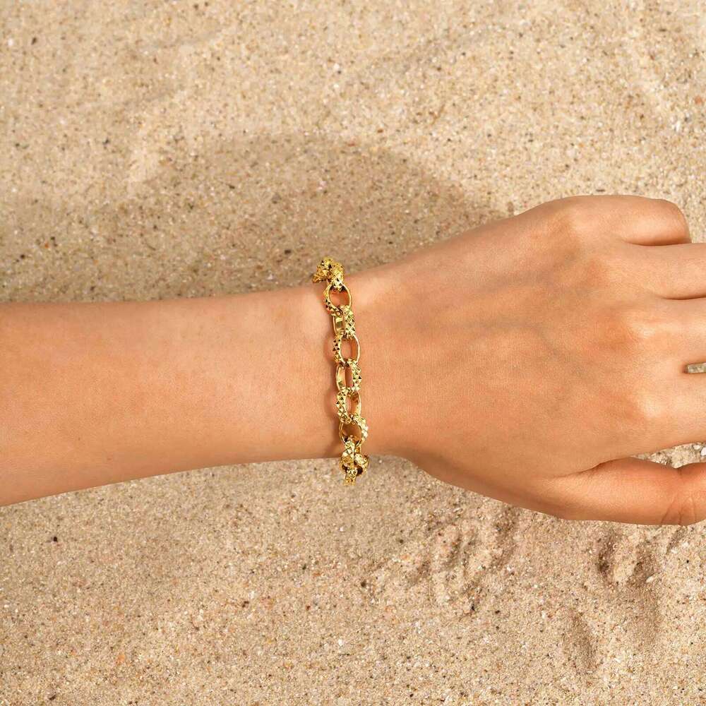 Minimalist Geometric Stainless Steel Bracelets 18K Gold Plated Thick Chunky Chain Bracelet for Women Waterproof Luxury Jewelry 25T1226