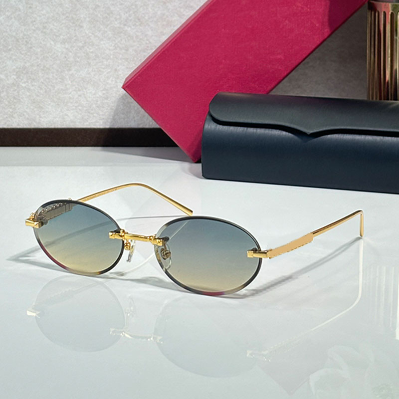 Fashion women oval sunglasses CT0739S designer men frameless travel glasses UV400 photochromic lenses metal frame high quality personalized men glasses