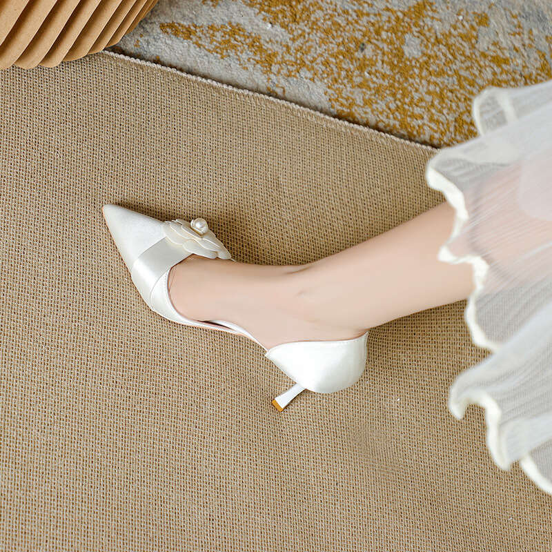 31-44 Plus Size Camellia High Heels for Women Design Elegant Socialite Stiletto Pumps bridal flats for wedding