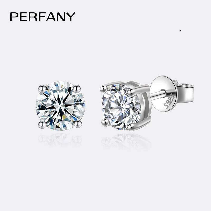PERFANY 0.2-3CT Moissanite For Women S925 Pure Silver Classic Four Claw Diamond Earrings Wedding High-end Jewelry 25H1226