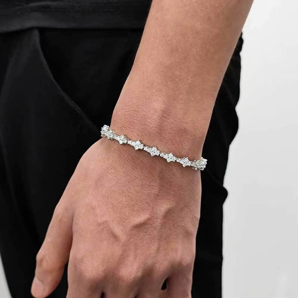 Fashion New Arrival Femme Design 925 Silver VVS Moissanite Diamond Iced Out Cross Tennis Chain Bracelet
