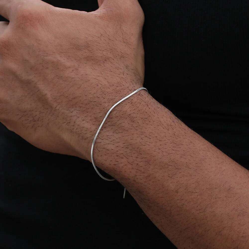 Simple MEN Stainless Steel Square Snake Bone Chain Hip-Hop Jewelry Trendy Party Accessories Bracelet For Women 25T1226