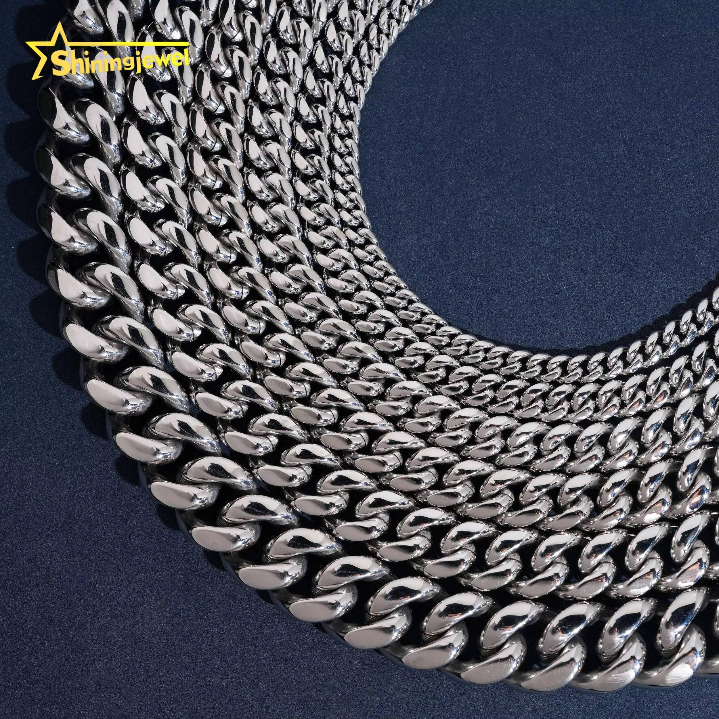 Hot Sale 316L Stainless Steel Cuban Link Chain 925 Silver VVS D Moissanite Iced Out Lock Jewelry Miami Cuban Bracelet Necklace