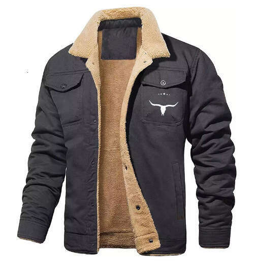 Cross-Border Autumn Winter New Youth Furry Workwear Casual Printed Jacket Men's Coat