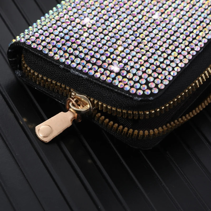 Women Card Storage Bag Stylish Coin Purse Rhinestone Small Wallet for Women Zipper Change Card Holder Wallets 251225
