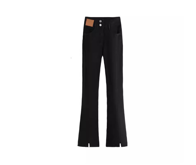 Cotton High Waist Flared Pants for Women 2024 Winter New Design Style Split Versatile Jeans Chic Trouser ddmysept
