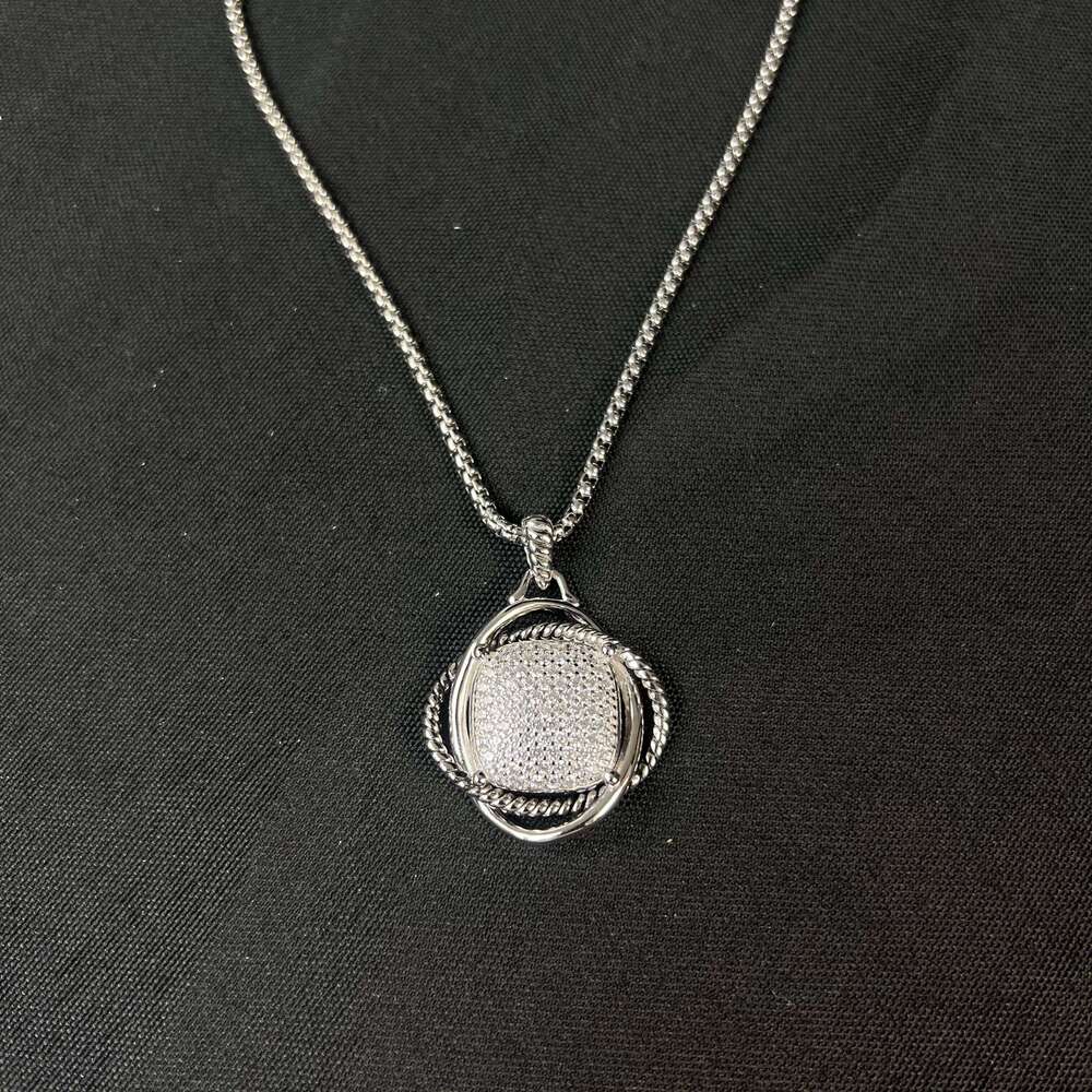 S925 sterling silver 2025 new 32mm full diamond muslin necklace unisex fashion personality trend simple retro luxury jewelry 25N1226
