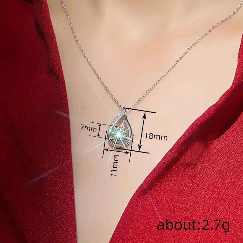 Huitan Classic Waterdrop Shaped Luxury for Women Inlaid AA Cubic Zirconia Eternity Engagement Necklace Female Jewelry