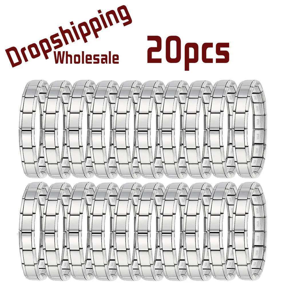 20pcs Italian Charm Stainless Steel 9mm Colorful Style Elastic Bracelet for Woman Men DIY Making GIft Dropshipping Wholesale 25T1226
