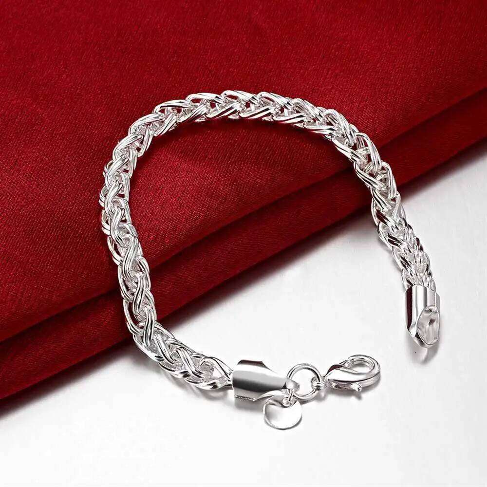 Hot retro twisting circle chain 925 Sterling Silver Bracelet for woman Popular Wedding party Christmas Gifts fashion Jewelry 25T1226