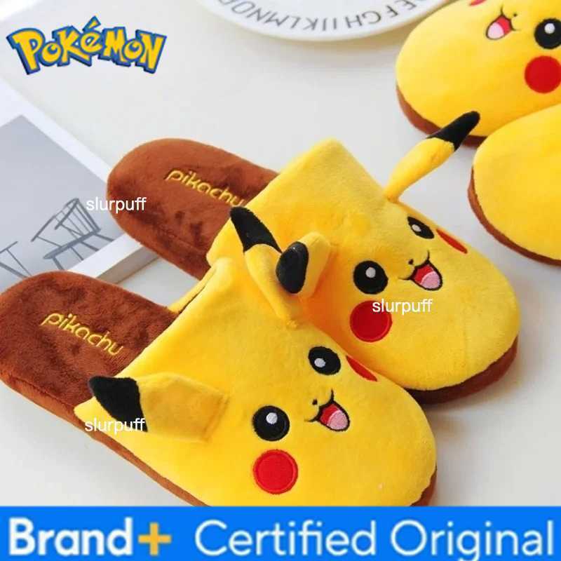 Pokemon Pikachus Slippers Women Soft Home Cotton Slipper Winter Indoor Light Comfort Floor Shoes Cartoon Women Shoes W251226