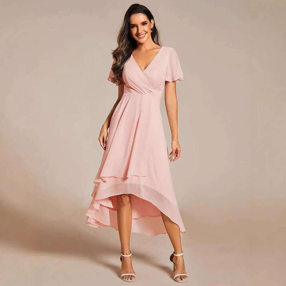 Dress for Women European American Style Summer Ruffle Sleeve Pleated V-Neck A-Line Midi Dress Casual Daily Dating Party Wear