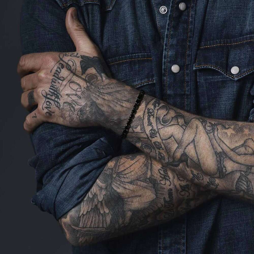 Vnox 5mm Tennis Bracelets for Men Women, Black Stainless Steel Chain Bracelet, Classic Simple Unisex Wristband 25T1226