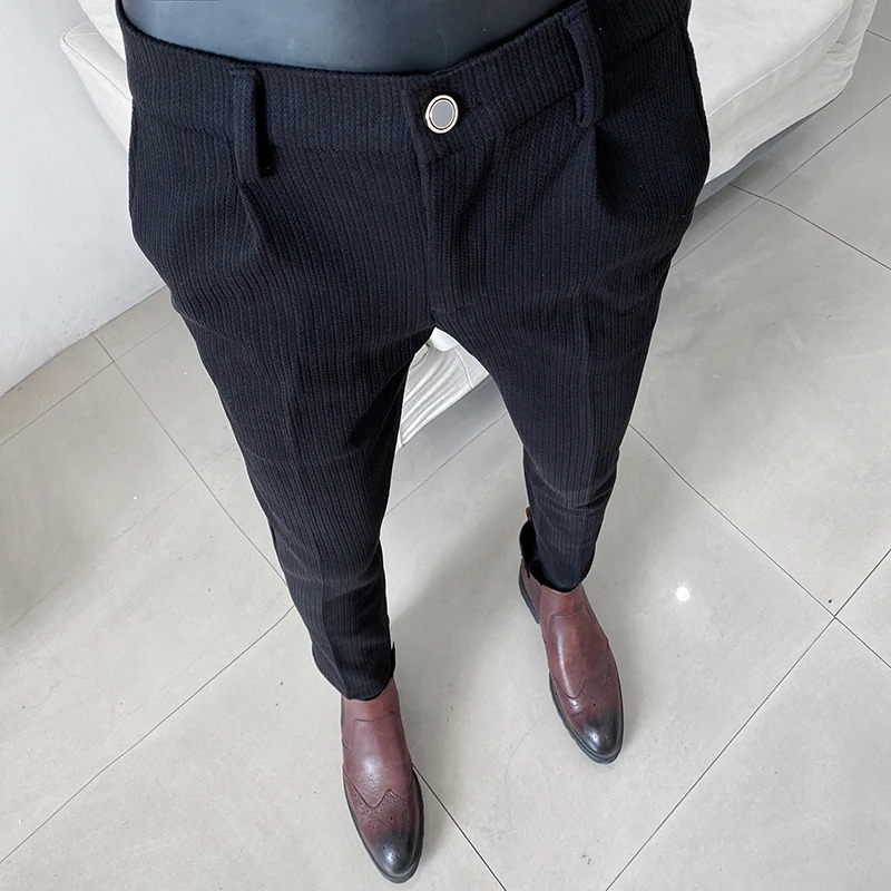 mens formal trousers for autumn and winter elastic formfitting smallleg dress pants business casual 251226