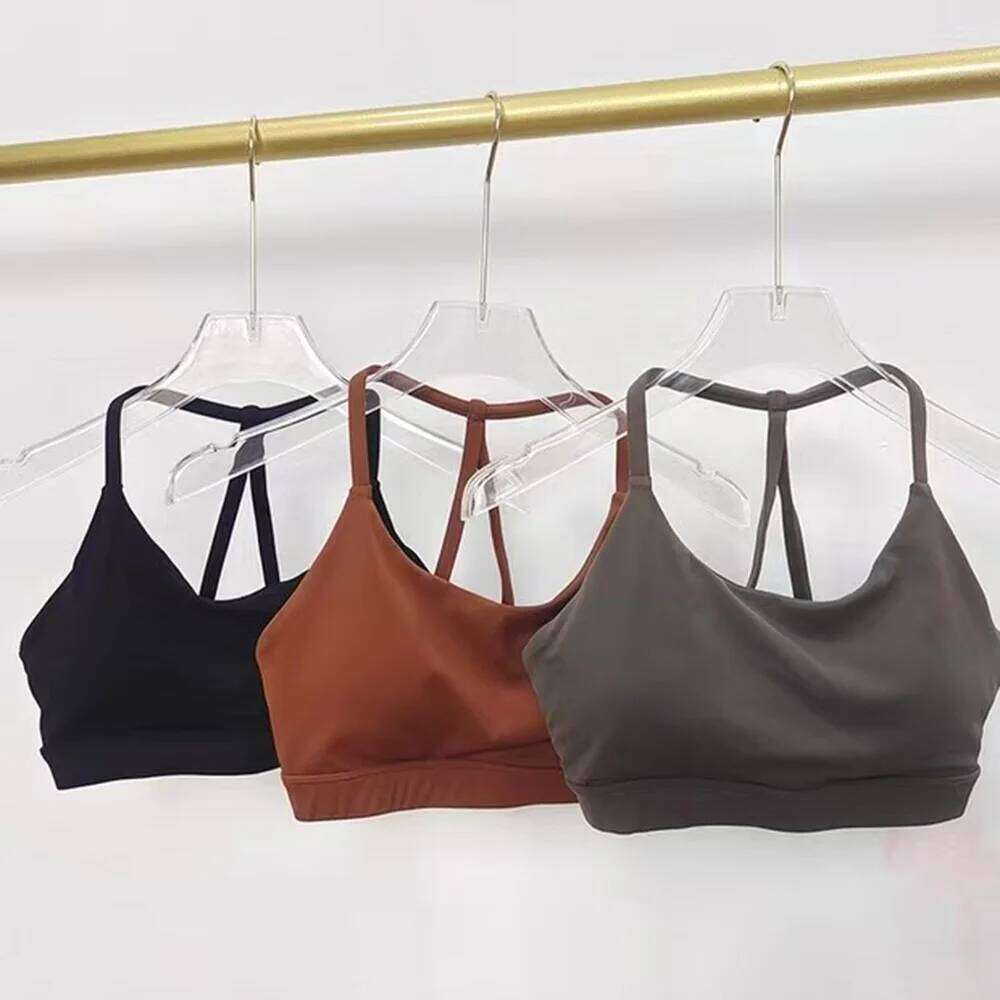 Beautiful Back Sports Underwear Women's Thin Shoulder Hanging Neck Strap Naked Feel bra Yoga Bra Fitness Training Tank Top 25T1226