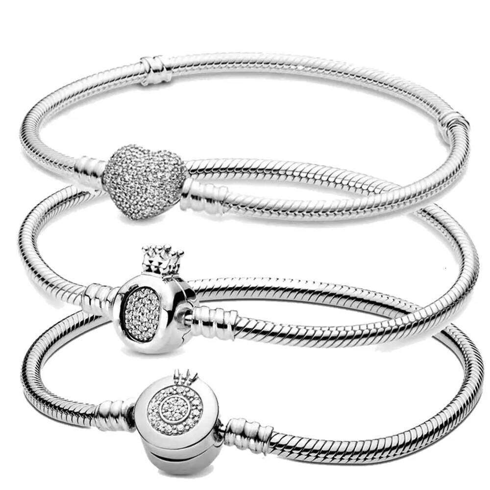 Best-selling 925 sterling silver heart-shaped crown snake bone chain, perfect for the original DlY bracelet! Ladies' birthday fa 25T1226