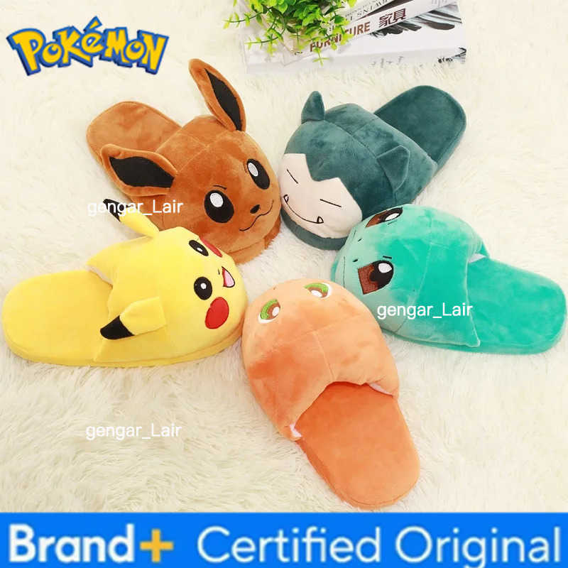 Pokemon Anime Cotton Warm Slipper Pikachu Gengar Snorlax Autumn Winter Indoor Shoes Stuffed Dolls Women Plush Home Slippers W251226