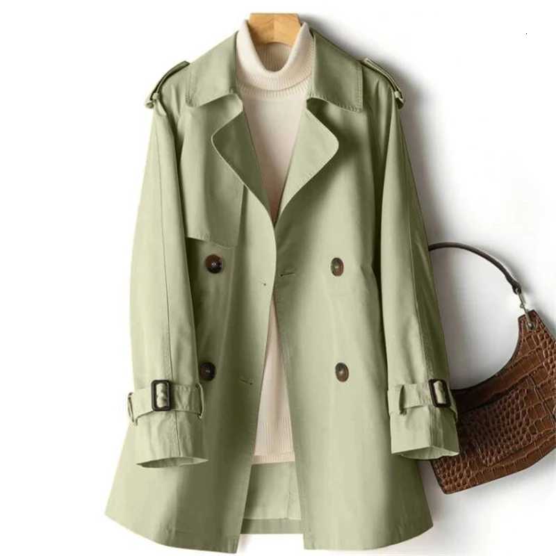 Pink Trench Coat Women New Double Breasted Mid-Long Woman Trench Coat Lining Overcoat Spring Windbreaker Female Outerwear AutumnT251226