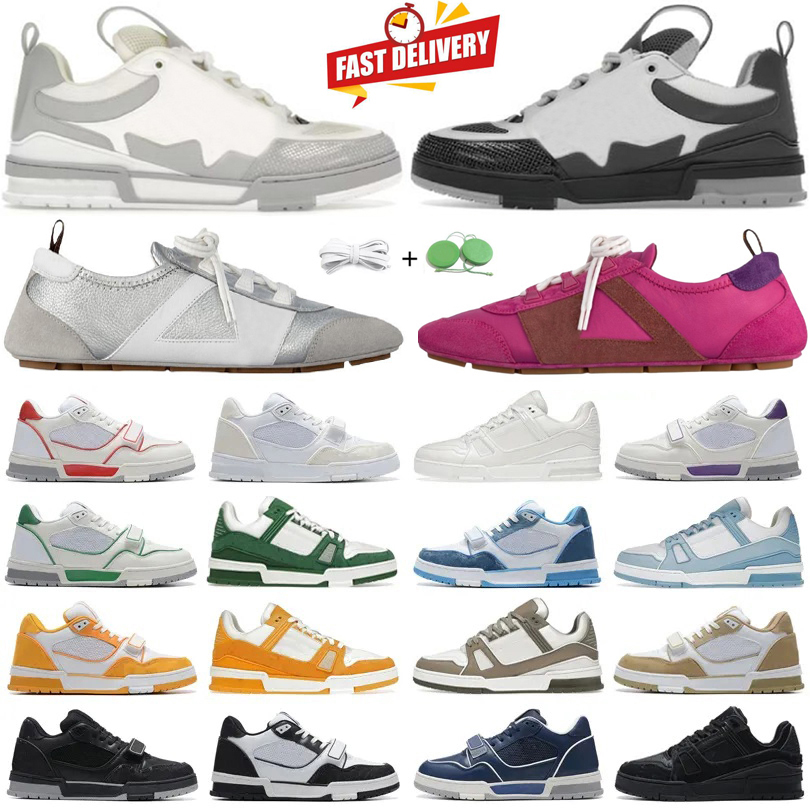 Casual Shoes For Men Women Luxury Designer Sneaker Lace Up Suede Black White Pink Blue Yellow Green Orange Denim Platform Shoe Lady Trainer Sneakers Jogging Walking