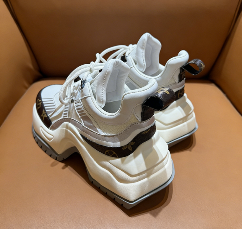 New Style Arrival Print Women Shoes 2026 Spring Summer Popular Arch-shaped Sole Fashion Casual Sneakers Thick Platform for Height Increase Versatile F