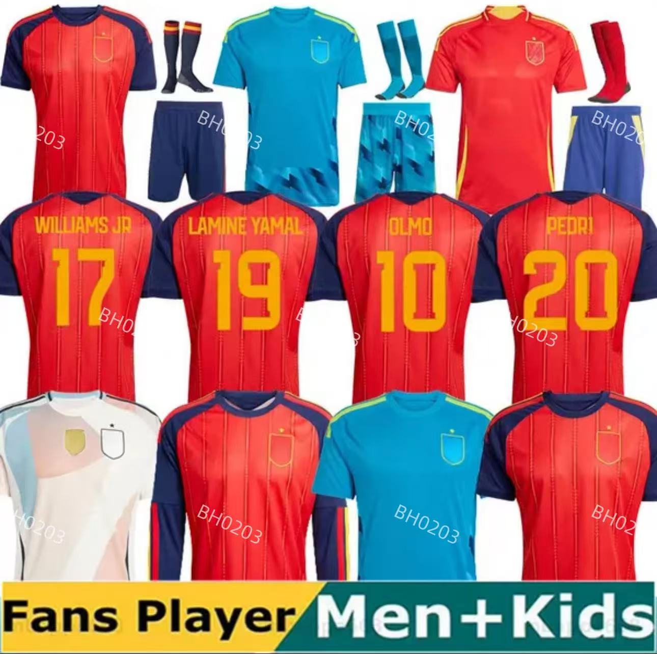 Spain 2026 World Cup LAMINE YAMAL, PEDRI PINO MERINO RODRIGO SERGIO M.ASENSIO FERRAN, 25/26 Set, Men's Long-SleeveChildren's Set, HERMOSO REDONDO Football Jersey