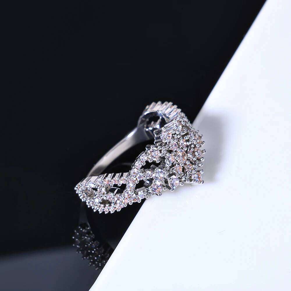 Winter Iced out Snowflakes Christmas Rings Sets Women's Fashion Jewelry for Anniversaries & Holidays