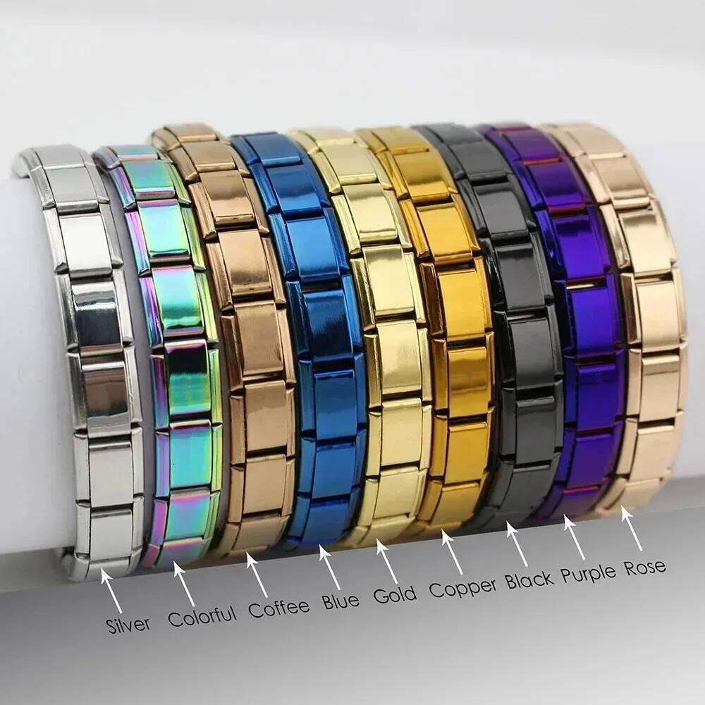 20pcs Italian Charm Stainless Steel 9mm Colorful Style Elastic Bracelet for Woman Men DIY Making GIft Dropshipping Wholesale 25T1226