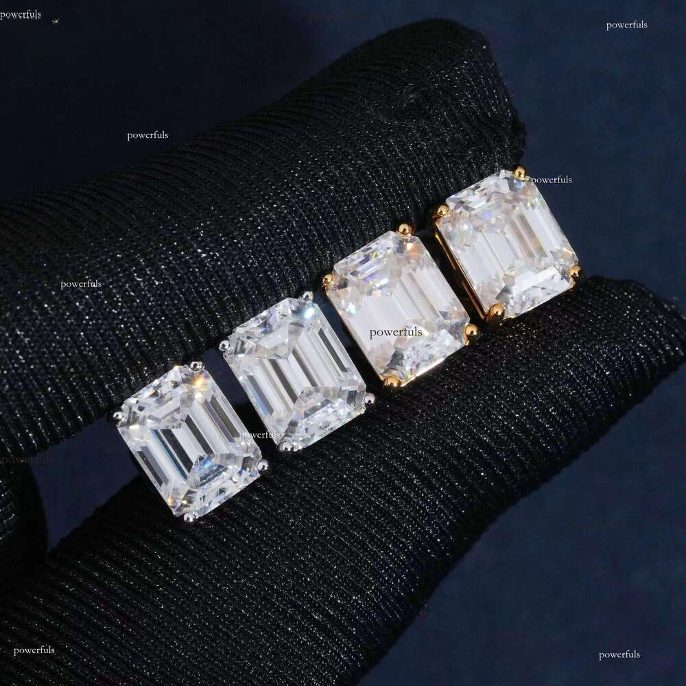 6 Cts Emerald Cut Clip on Moissanite Stud Earrings Solitaire Ear Studs 925 Silver Gold Plated Pass Diamond Testerqqvvv