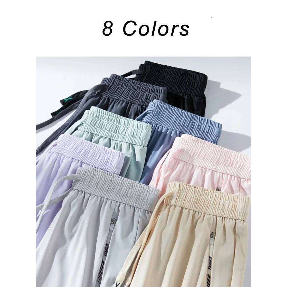 Men's Ice Silk Sweatpants 8 Colors Nylon/Spandex Light Cool Jogger Pants Unisex Man/Women Stretched Workout Sports Trousers