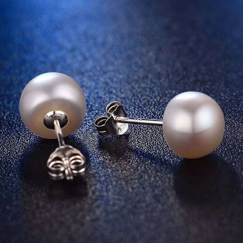 HENGSHENG Genuine Freshwater White Pearl Fashion Jewelry Silver Stud Earrings For Women Super Deal With Gift Box 25H1226