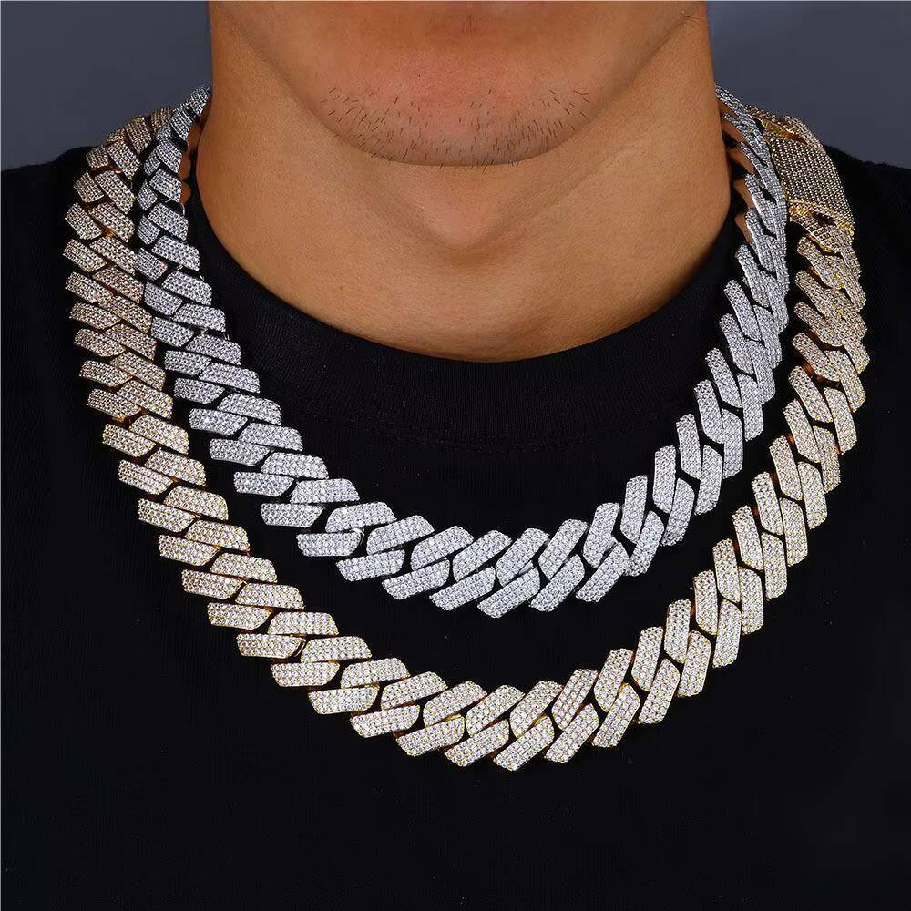 Chain Cuban Links Prong Chain Pass Diamond Tester Cuban Link Chain Necklace Rose Gold Plated