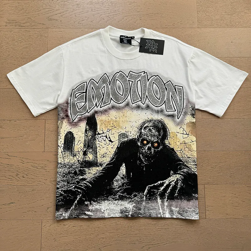 5A Designer Fashion Brand Mixed Emotion American Angel Print Rhinestone T-shirt Unisex Loose Casual Short Sleeve Summer Increase size S-XL