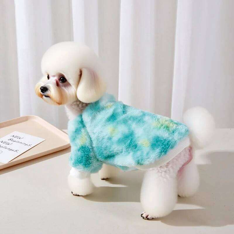 Tie-Dye Pet Sweater Small Dogs Cats, Warm Furry Anti-Shedding Pullover for Schnauzer Teddy Pomeranian Bichon Dog Clothes 25T1226