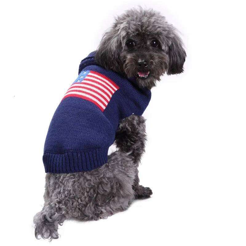 Embroidered American Flag Knitting Sweater for Small and Medium Dog, Pet Supplies, Dog Accessories, 1Pc 25T1226