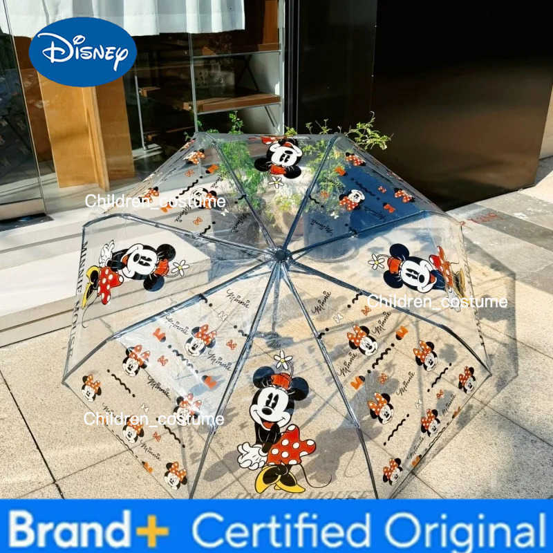 Disney Cartoon Cute Minnie Transparent Umbrella Mens and Womens Fresh New Value Fashion Trend Versatile Personalized Umbrella H251226