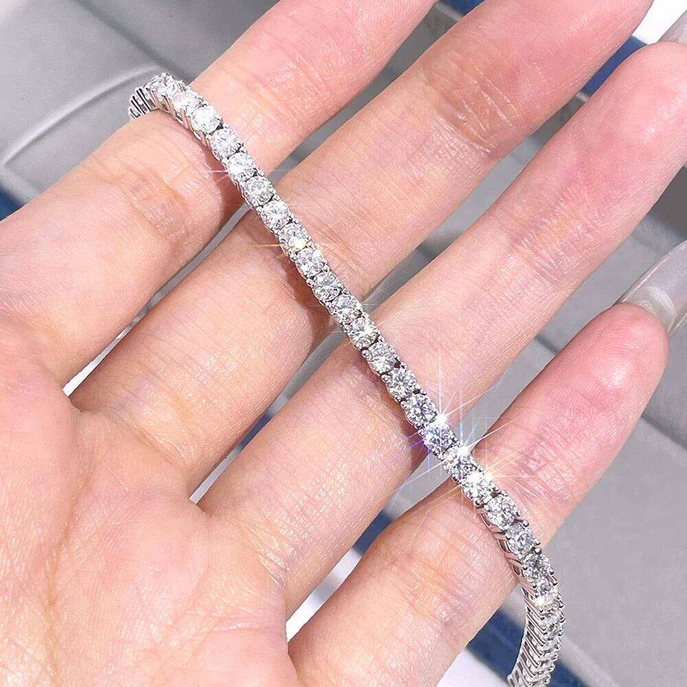3mm 4mm Moissanite Tennis Bracelets for Women Men Sparkling Diamond GRA S925 Silver Plated White Gold Bracelet Wedding Jewelry 25T1226