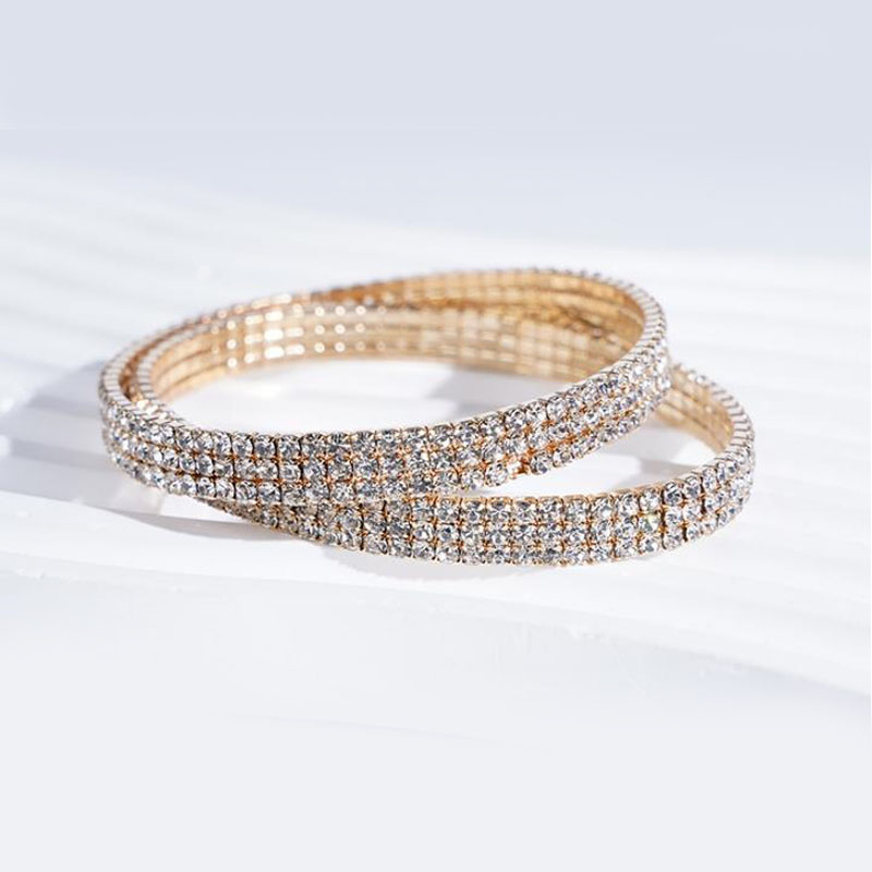 Delicate Adjustable CZ Crystal Diamond Tennis Bracelet for Women 18K Gold Silver Plated 3 Rows Rhinestone Hand Chain Shiny Cubic Zirconia Party Jewelr