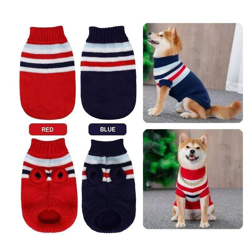 Stripes Sweaters Winter Knitting Pet Sweater for Medium Large Dogs Christmas Elk Big Dog Clothes Labrador Pullovers Costume 25T1226