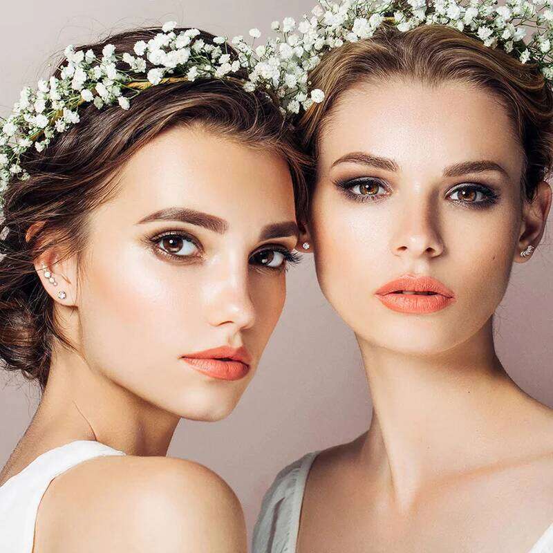 6 pairs of stainless steel screw stud earrings, such as hearts, flowers, butterflies, rainbows, set with shiny zircon earrings. 25H1226