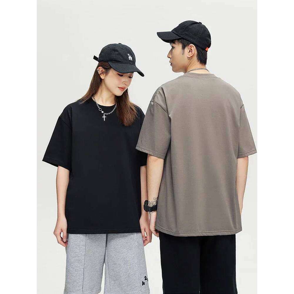 260G Heavy Cotton Summer T Shirt Men Korean Fashion Short Sleeve Loose Basic T-Shirts Solid Tops Oversized Tee Unisex