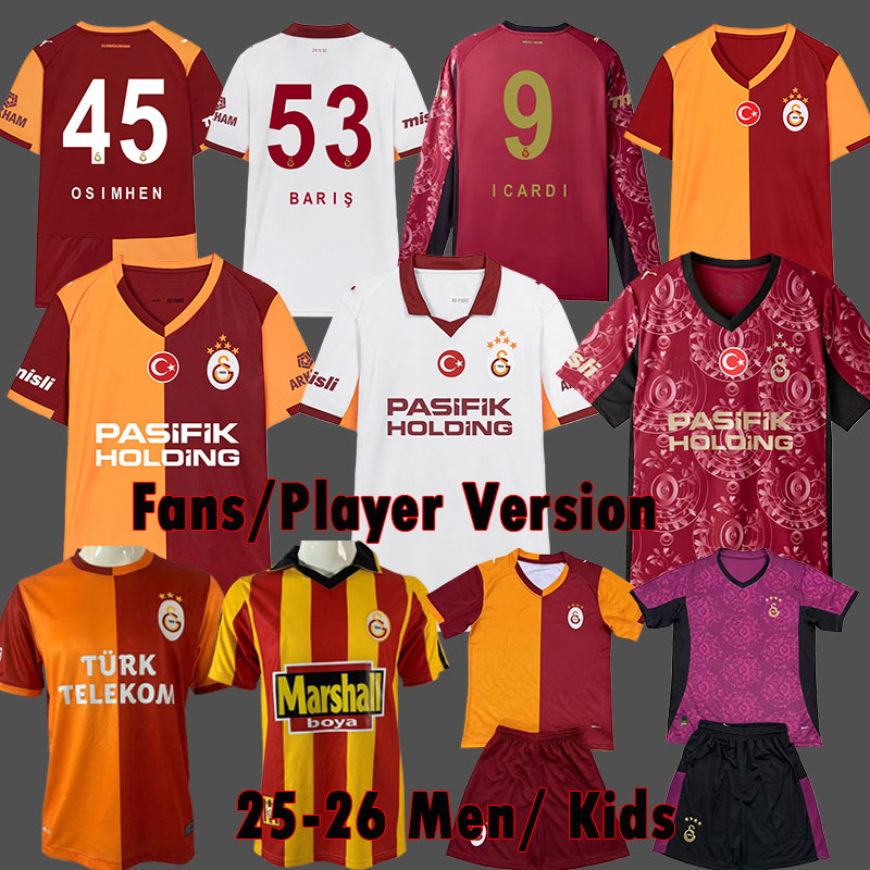 Galatasaray 2025 2026 Soccer Jerseys GS 120th Anniversary Limited Edition 1999 2000 99 00 Retro Jersey Football Shirt Vintage Classic 2013 2014 OSIMHEN Kids Kit