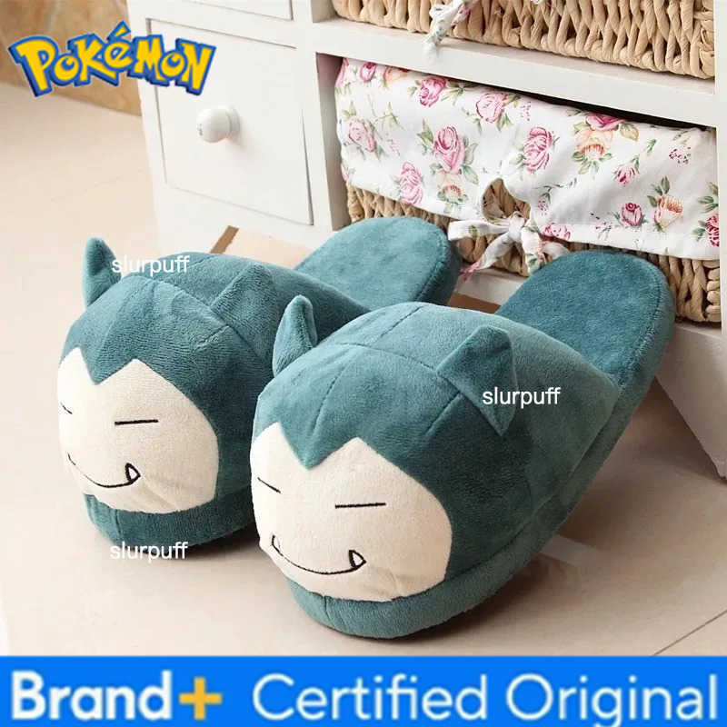 Pokemon Pikachu Snorlax Plush Slippers Adult Women Men Wide Non-Slip Warm Winter Fuzzy Indoor Slippers Home Shoes W251226